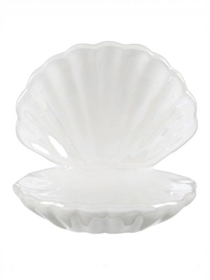 Decorative ceramic shell new white iridescent