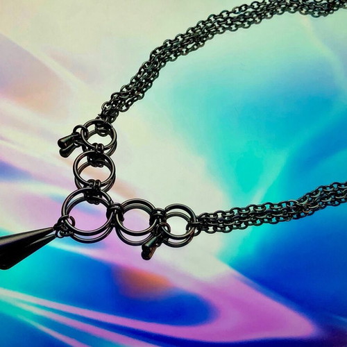 Handmade stainless steel punk necklace new silver color