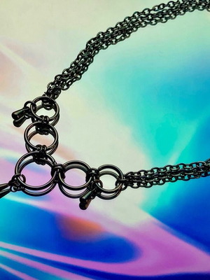 Handmade stainless steel punk necklace new silver color