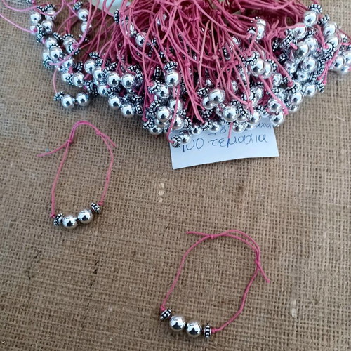 Baptism witness bracelets for girl, pack of 100 with metal beads