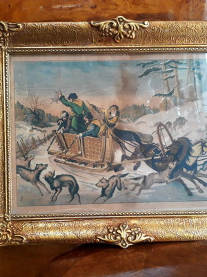 Ρωσική λιθογραφία μεταχειρισμένη του 1880 με χρυσή κορνίζα