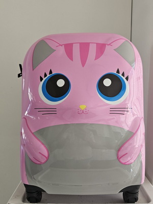 Lightweight pink children's cat suitcase trolley