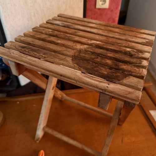 Foldable wooden stool used