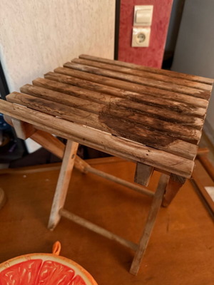 Foldable wooden stool used