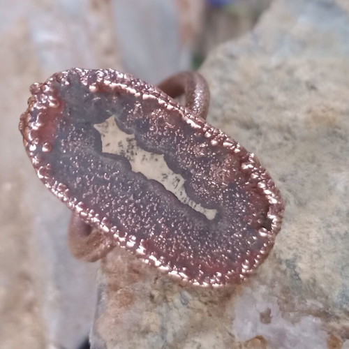 Copper ring electroforming, like new, size 56-58, brown