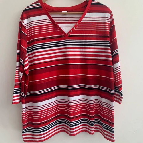 Striped top 4XL used, red and white