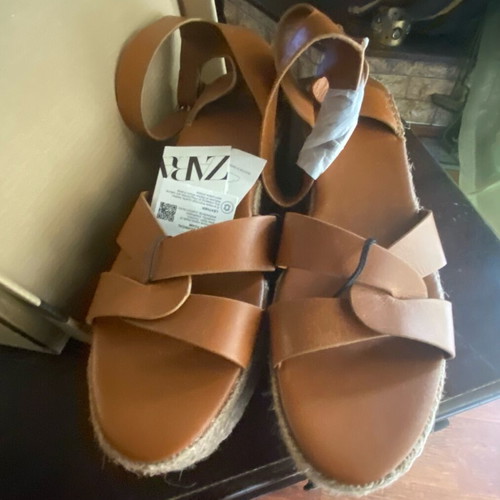 Zara leather sandals new, brown, size 41