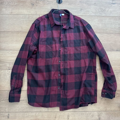 H&M men's flannel shirt, burgundy and black, XL