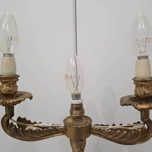 Bronze vintage table lamp used with three E14 bulbs