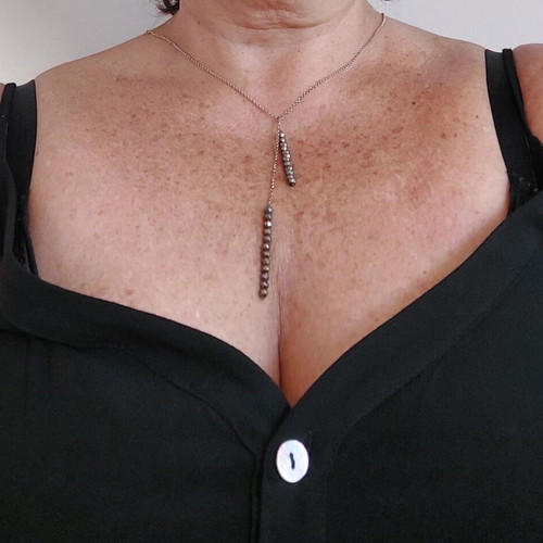 Necklace with 925 silver chain and black gold silicon beads, Angelo di Spirito Roso