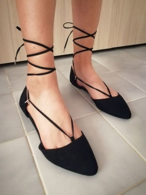 Rainbow women's ballerina shoes size 39 used, black with ankle ties