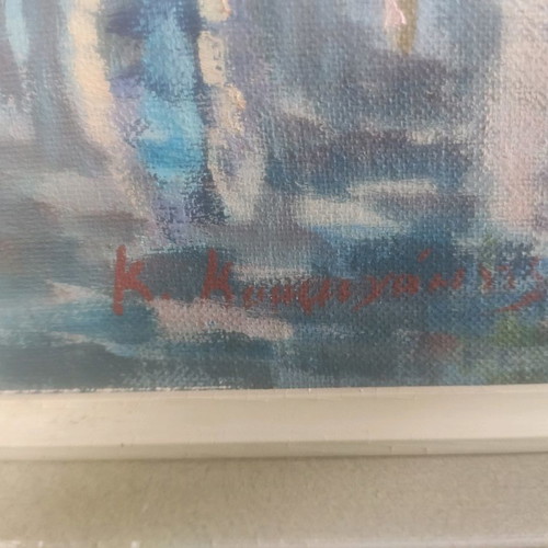 Oil painting by K. Kokkinakis used, in excellent condition