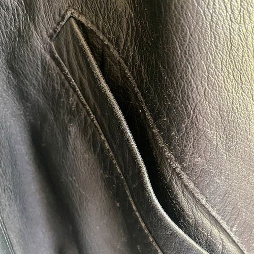 Bomber vintage unisex leather jacket used, black, size M
