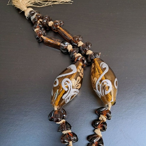 Decorative glass worry beads like new, handmade with painting