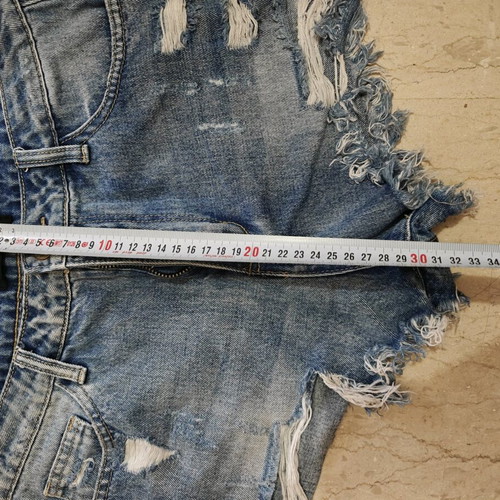 Short denim shorts like new, with pockets, blue