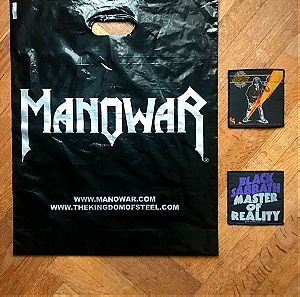 Manowar - official bag - AC/DC - High Voltage, Black Sabbath Master of Reality patch (τσάντα, ραφτά)