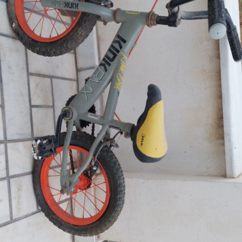 BMX kids bicycle used with 14-inch wheels, silver