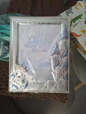 Silver children's photo frame for boy new