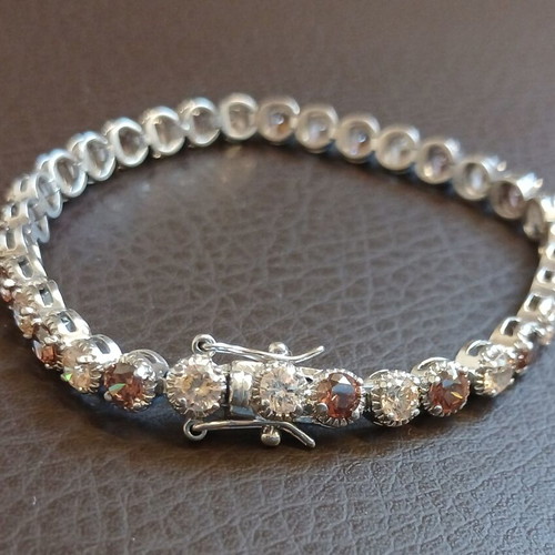 Silver Riviera jewelry set 925 with honey shade zirconia, bracelet and ring