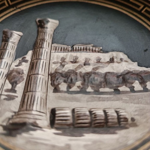 Wall plate used with embossed Parthenon design and gold details