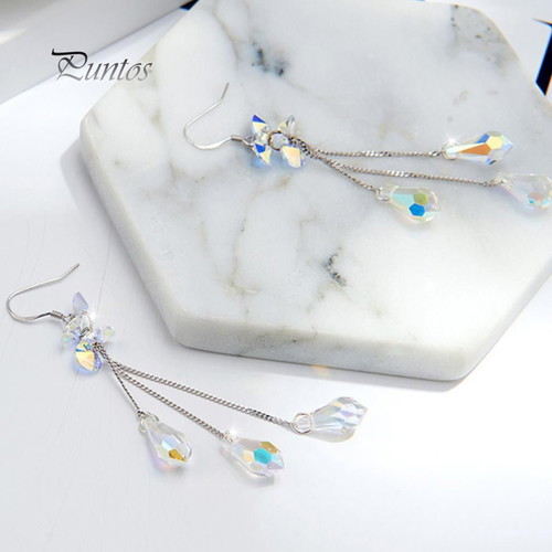 Women's colorful bijou earrings with tassel, long chains and rhinestones new