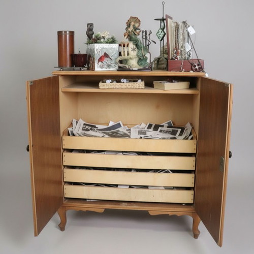 Vintage drawer cabinet used with shallow drawers and curved legs