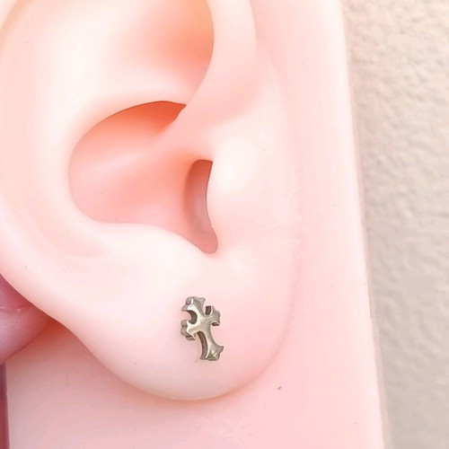Unisex stainless steel cross stud earrings