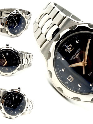 Longines 36mm κλασικό ρολόι καινούργιο με ζαφείρι κρύσταλλο