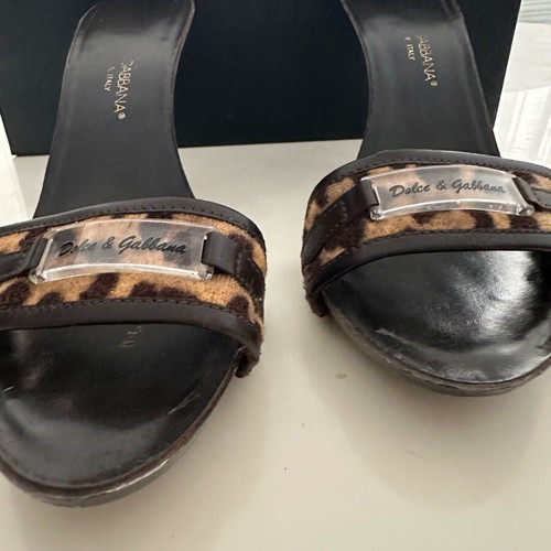 Dolce Gabbana mules used, leather beige-brown