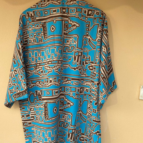 Shirt blue with brown patterns new Kado handmade clothes