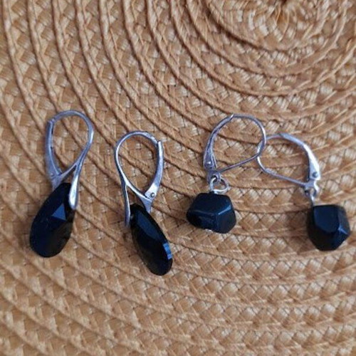 Silver 925 earrings with onyx set of 2 pairs like new