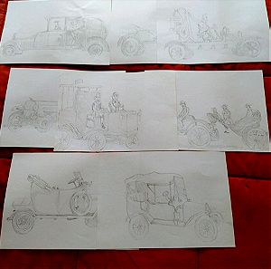 drawings old cars