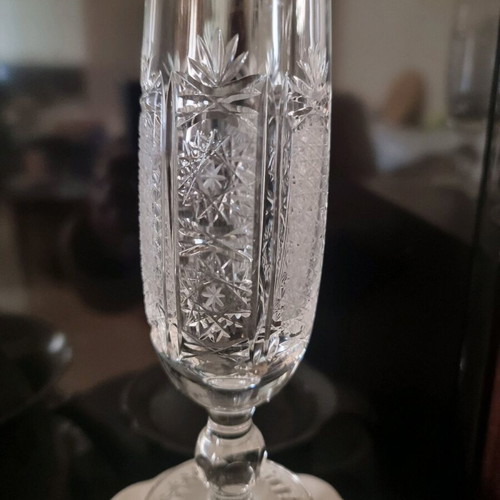 Handmade vintage crystal glasses set of 6 champagne and 6 water like new