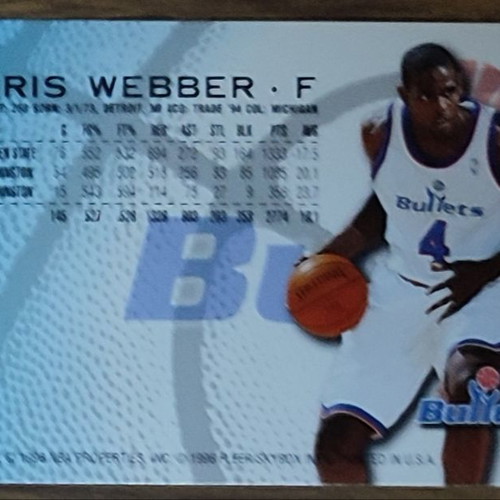 Fleer 1996-97 Basketball Card Chris Webber used