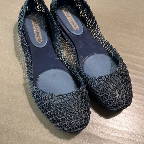 Melissa + Campana summer ballerinas used, black-blue, size 39/38