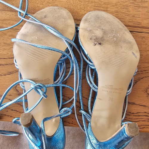 Sante Lace Up Sandals like new, blue, size 38, 10 cm heel