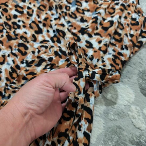 Leopard long dress like new, beige and brown, wrap style