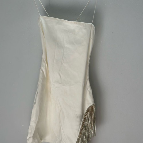 Oh Polly mini white dress with strass used, size S