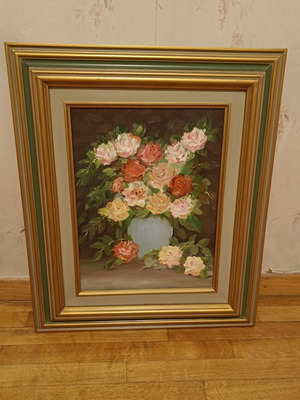 Flower painting used in classic style frame