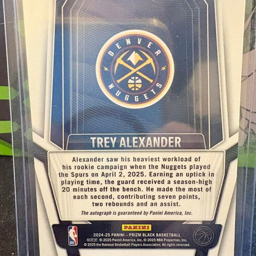 2024-25 Panini Prizm Black Trey Alexander RC Auto card like new