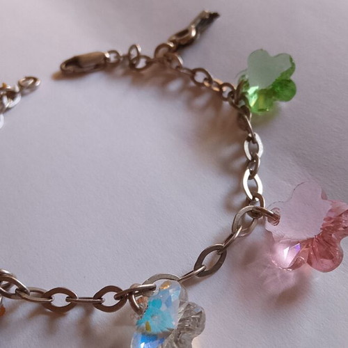 925 silver bracelet with multicolored Swarovski crystals, 18 cm