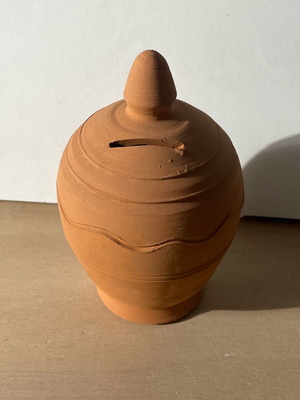 Clay handmade piggy bank 20cm height new