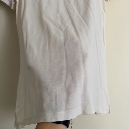 Benetton white polo shirt with pink details size S used