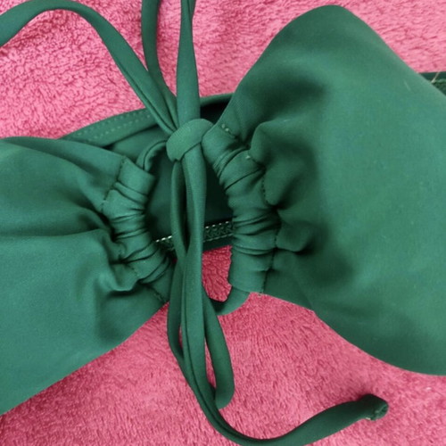 Bikini set brazilian bandeau tie strapless new, size S, black and green