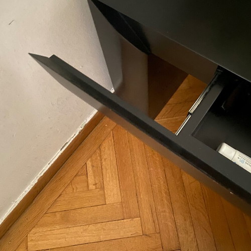 Nightstands set like new, black lacquer, 2 pieces
