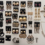 Vintage jewelry set with earrings, bracelets, necklace and pins