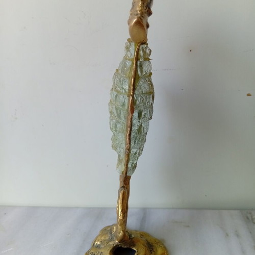 Bronze seahorse sculpture with crystals by Kyriakos Cirantonis, used