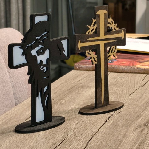 Wooden tabletop crosses set of 2 pieces new