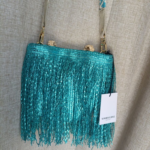 ViaMailBag Kos Glitter crossbody bag new, luxury Italian raffia