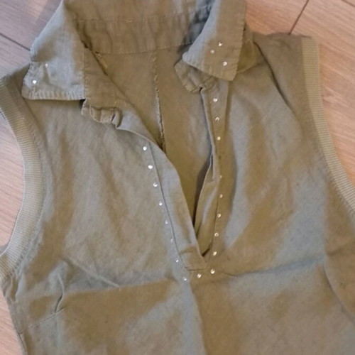 Linen dress like new, slim fit, olive color, size XS 34